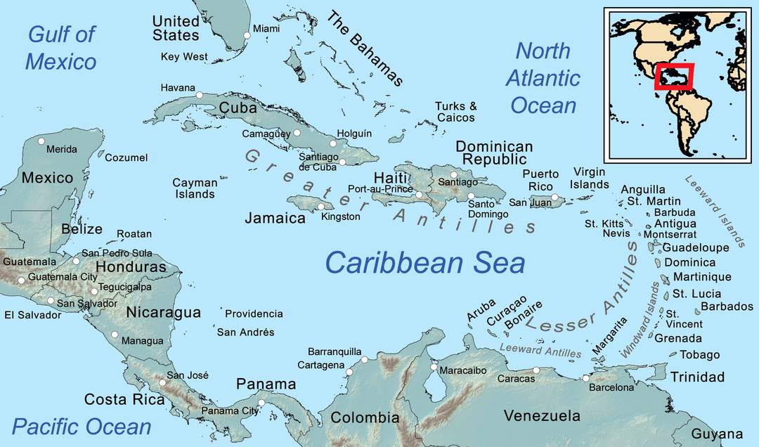 Caribbean Sea: Sea of the Atlantic Ocean bounded by North, Central, and South America