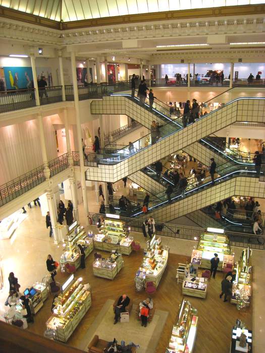 Department store: Retail establishment; building that offers a wide range of consumer goods