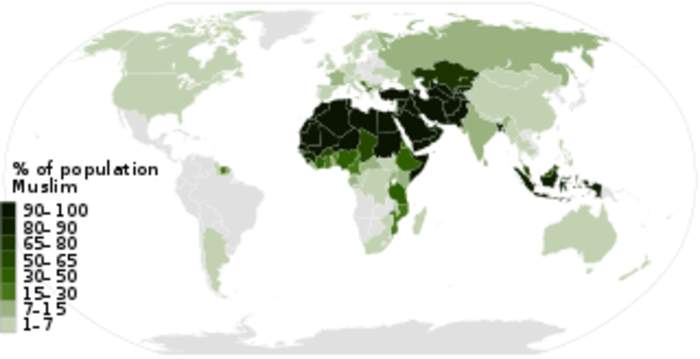 Muslim world: Muslim-majority countries, states, districts, or towns