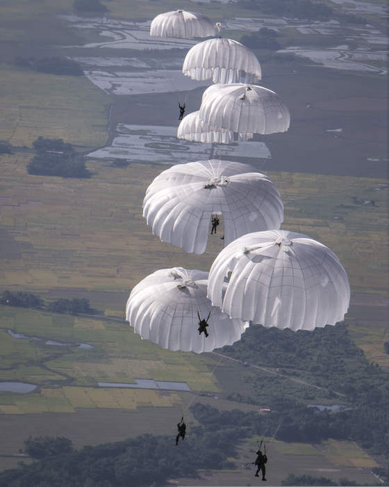 Parachute: Device used to slow the motion of an object through an atmosphere