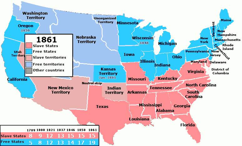 Slave states and free states: Historical division of United States by legality of slavery