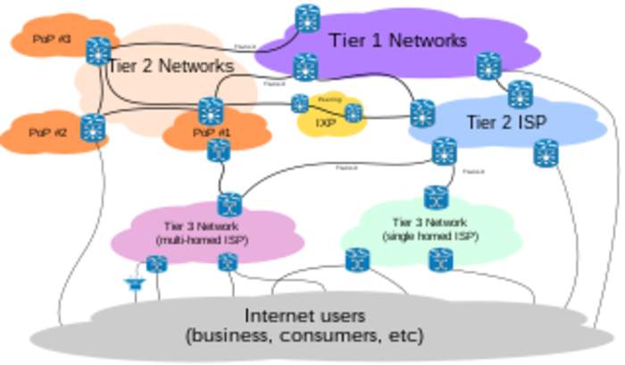 Tier 1 network: Top level network on the internet
