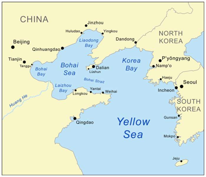 Yellow Sea: Sea in northeast Asia between China and Korea